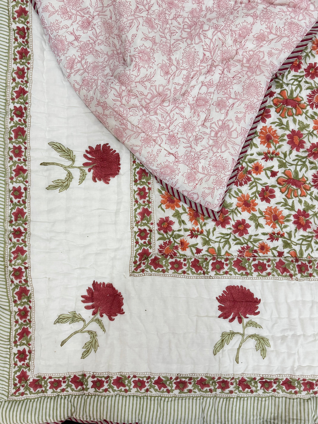 Blockprint Mulmul Reversible Quilt