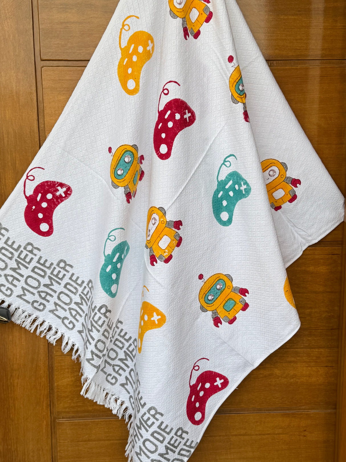 Game Mode On Blockprint Kids Towel – Cotton Jacquard Weave
