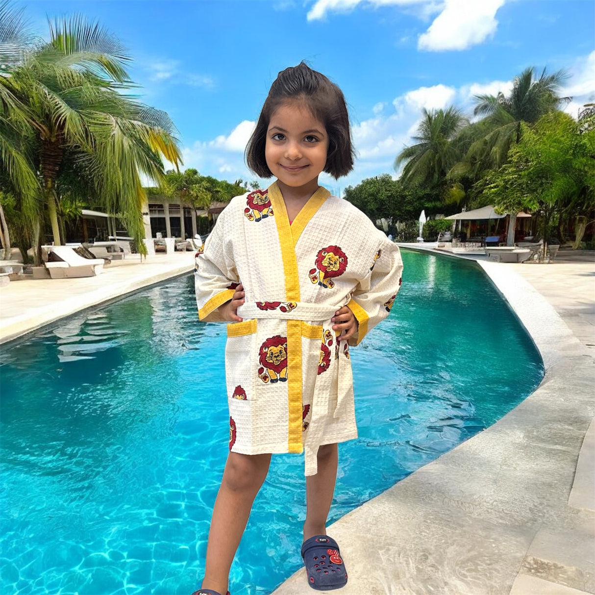 Simba Lion Kids Cotton Waffle Bathrobe