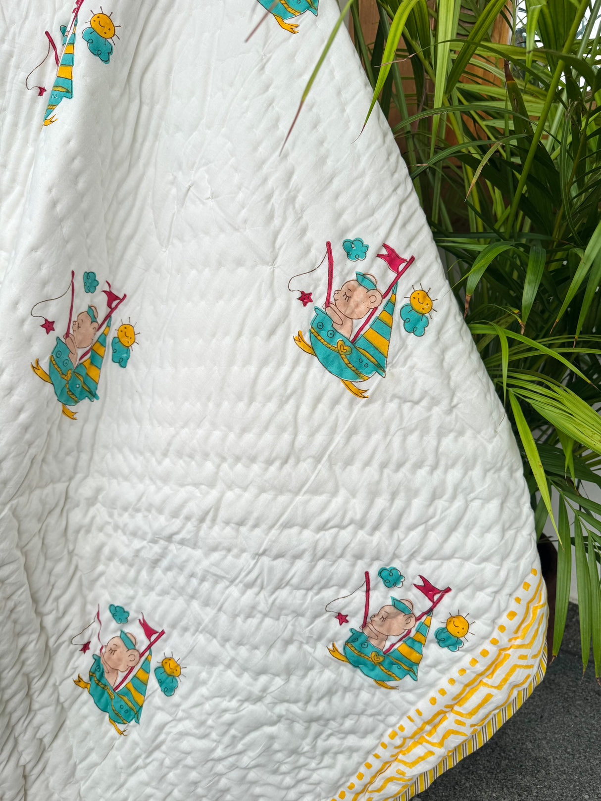 Fishing Blockprint Kids Quilt