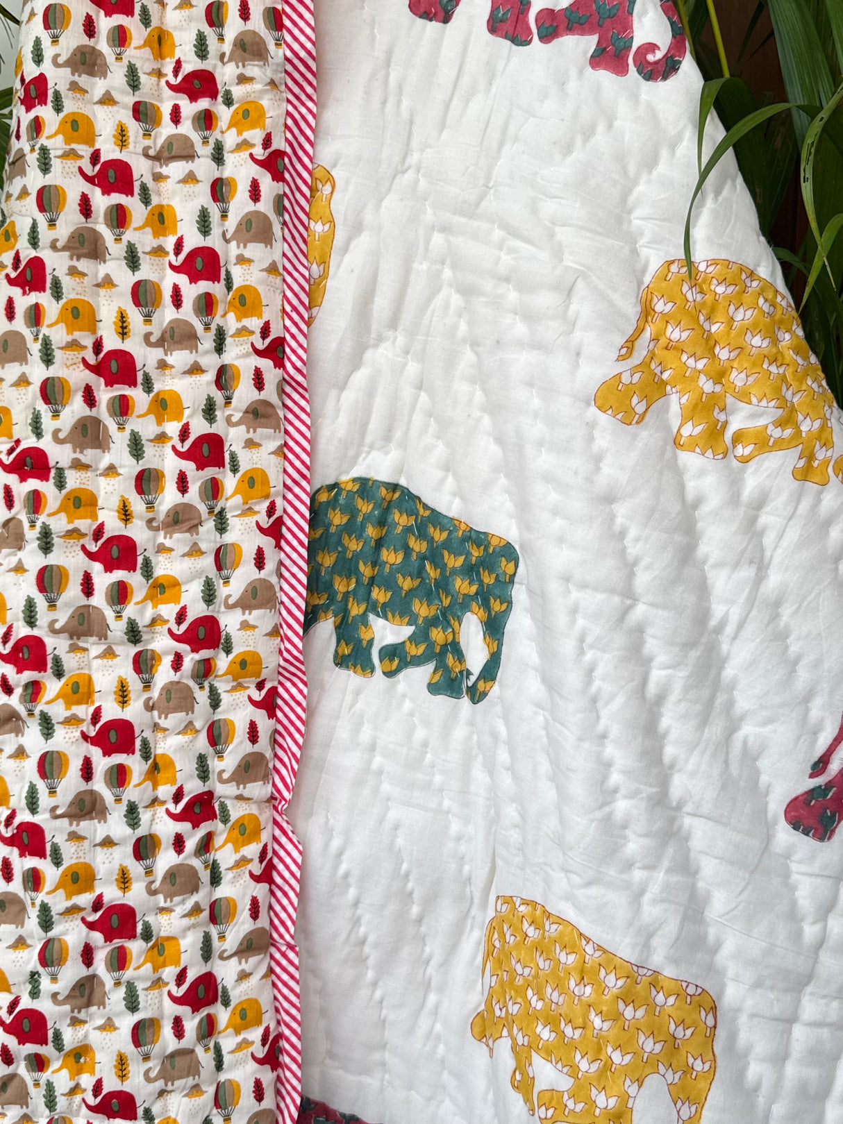 Elephant Blockprint Kids Quilt