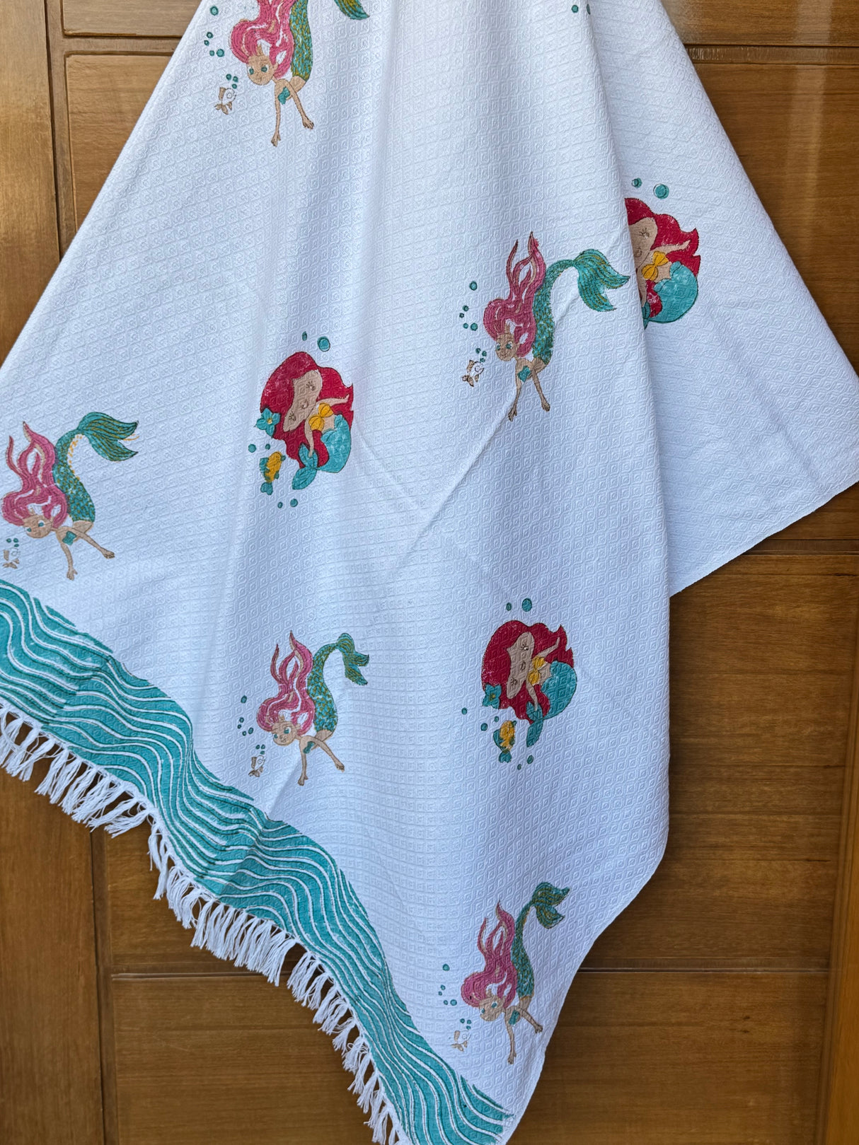 Mermaid Magic Blockprint Kids Towel – Cotton Jacquard Weave