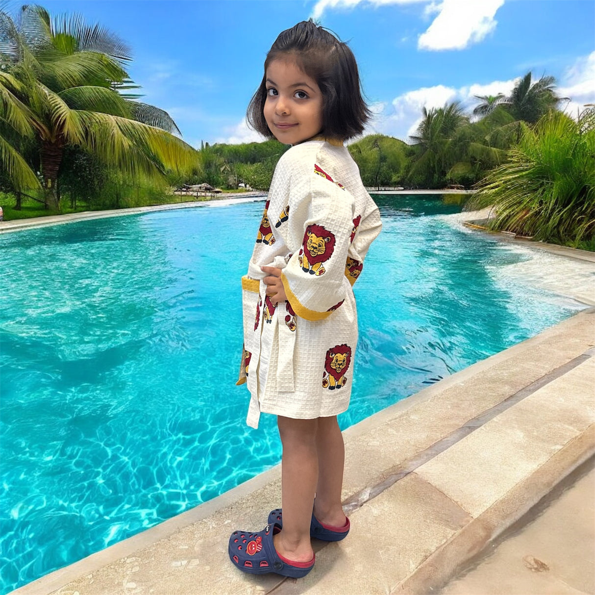 Simba Lion Kids Cotton Waffle Bathrobe