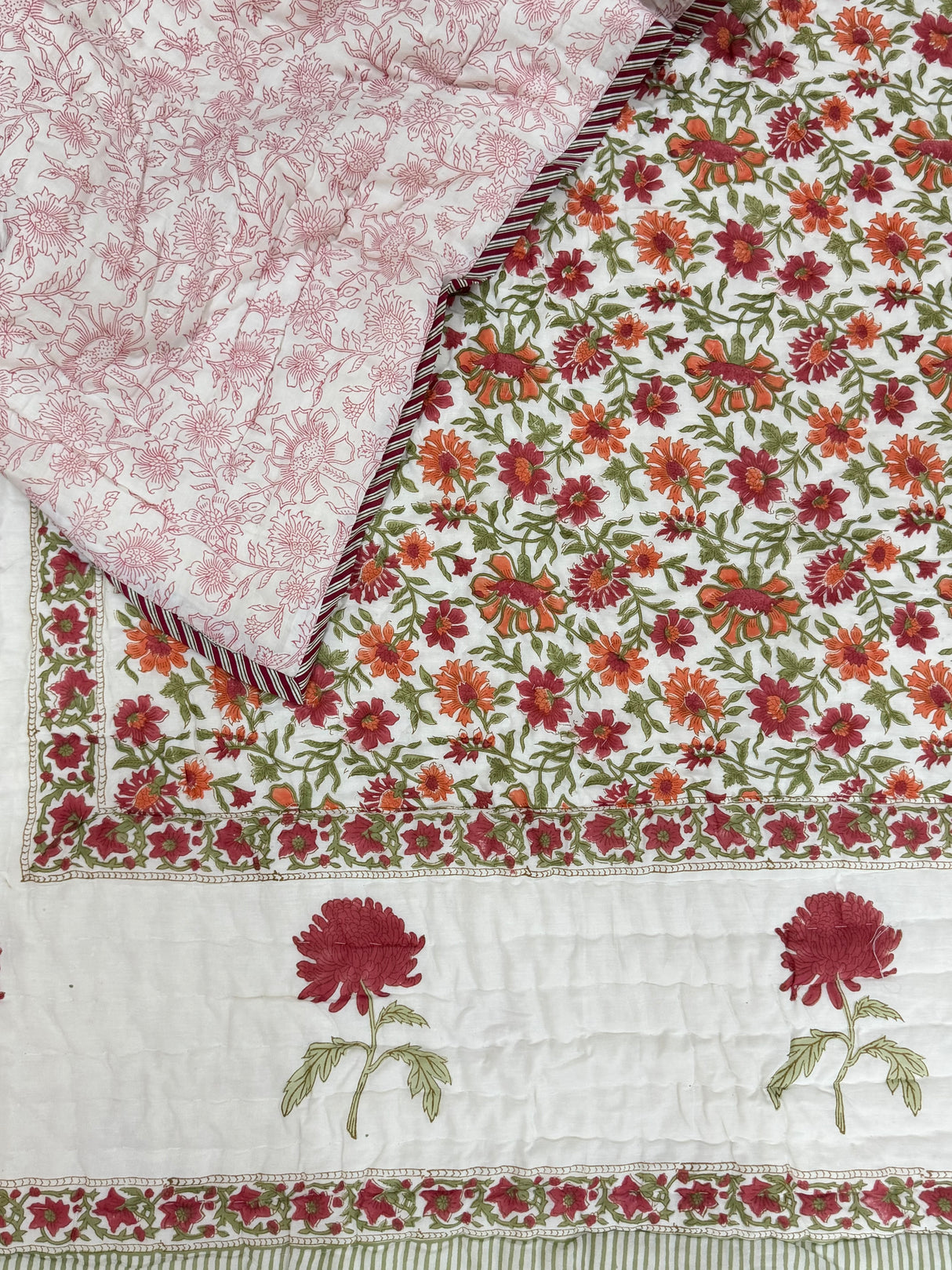 Blockprint Mulmul Reversible Quilt