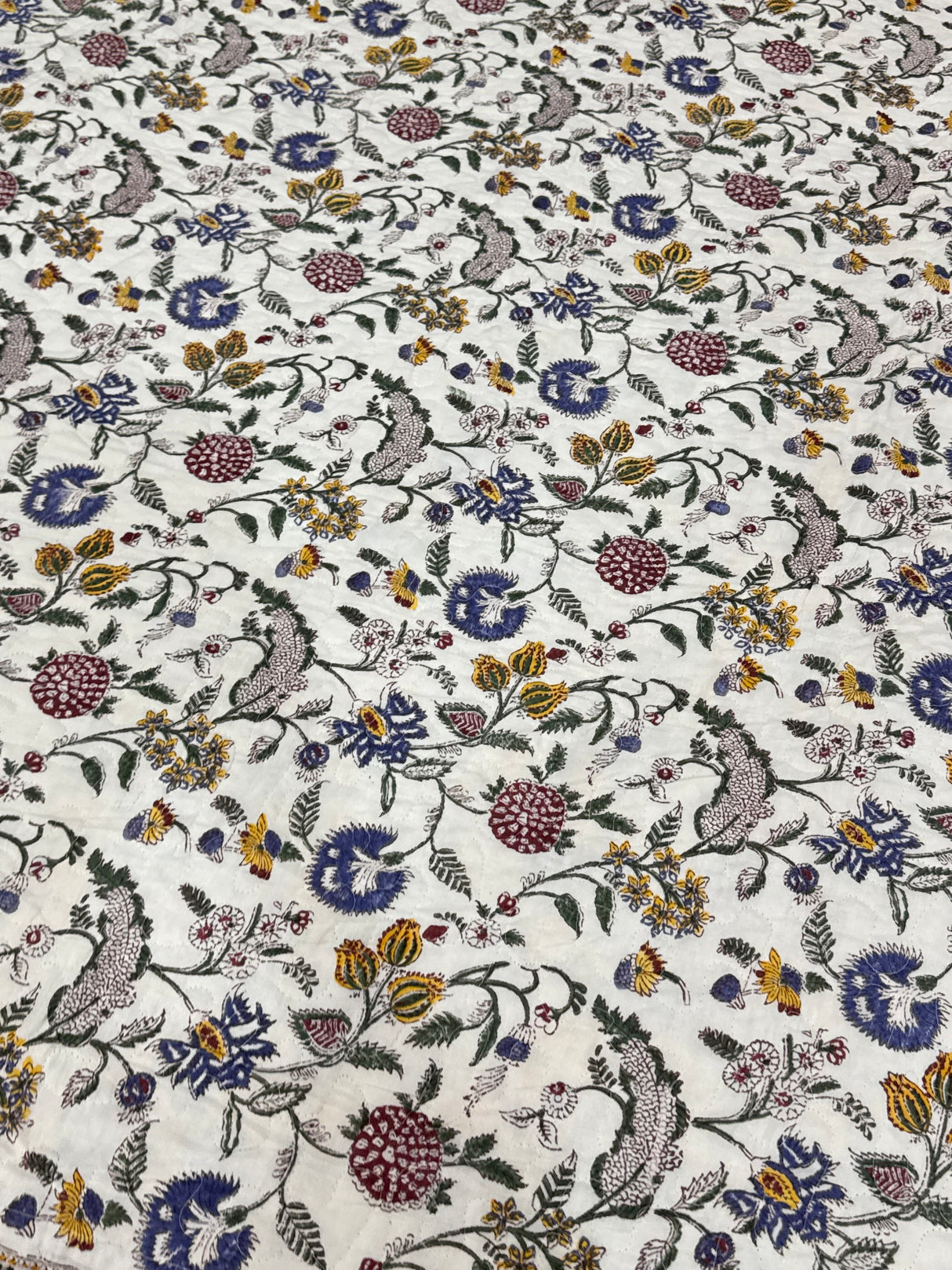 KING Size Quilted Blockprint REVERSIBLE Mulmul Bedcover (108*108 inches)