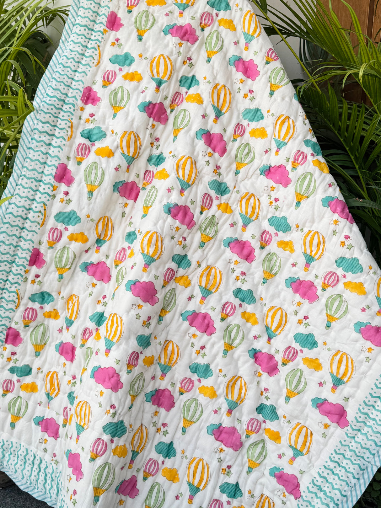 Hot Air Balloon Blockprint Kids Quilt
