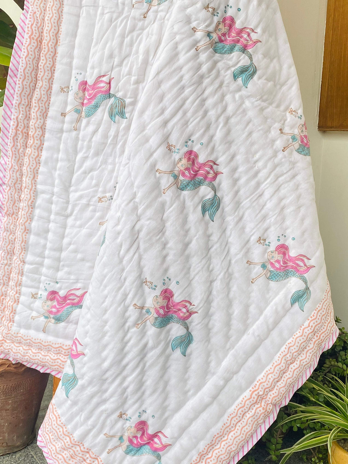 Mermaid Kids Quilt Handblock Printed