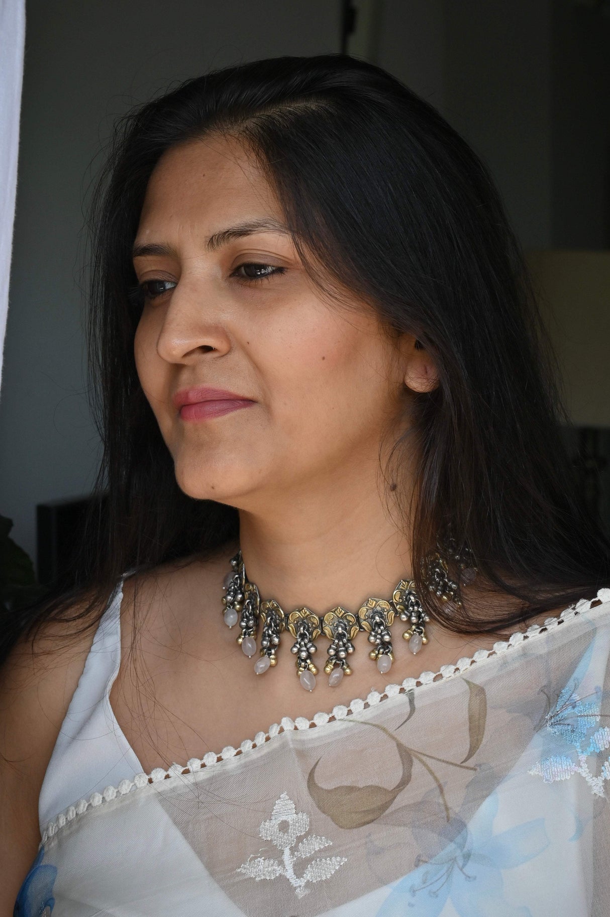 Handcrafted using 92.5 Silver Two Tone Choker