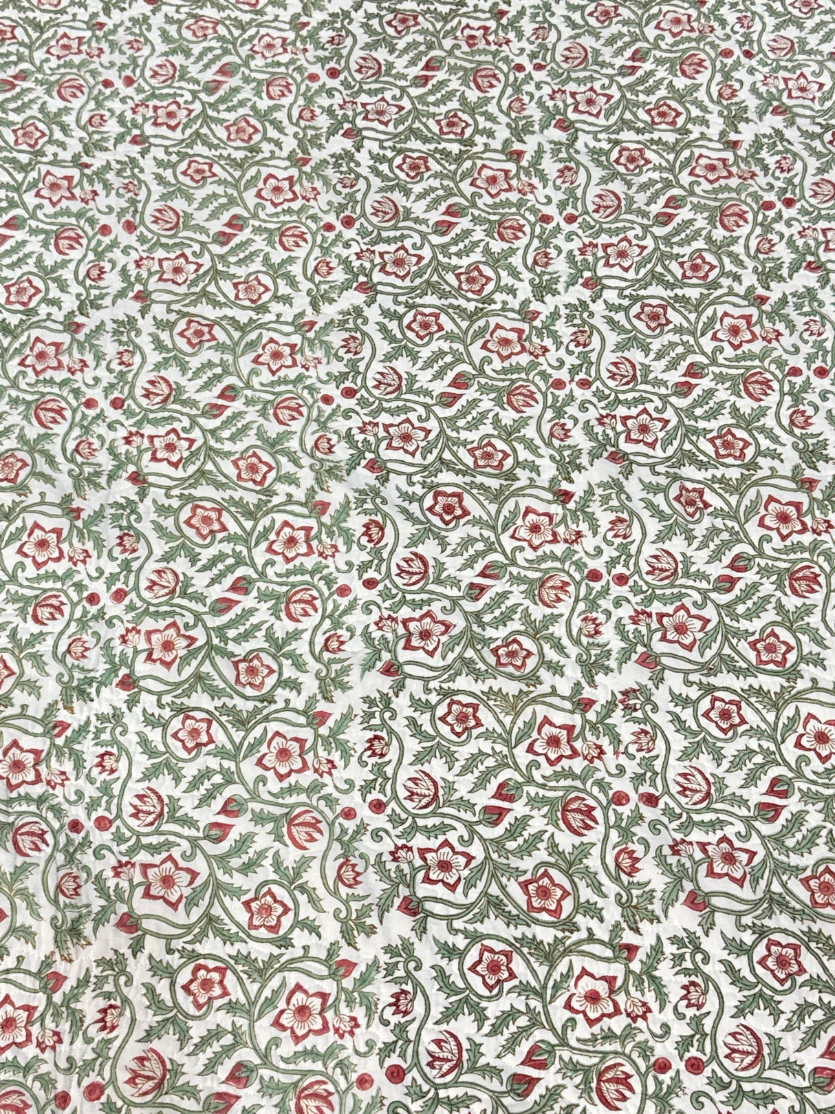 KING Size Quilted Blockprint REVERSIBLE Mulmul Bedcover (108*108 inches)