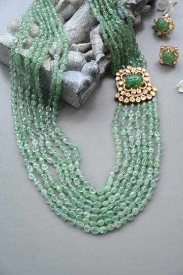 Handcrafted 92.5 Silver Moissanite Pendant Mala with Earrings