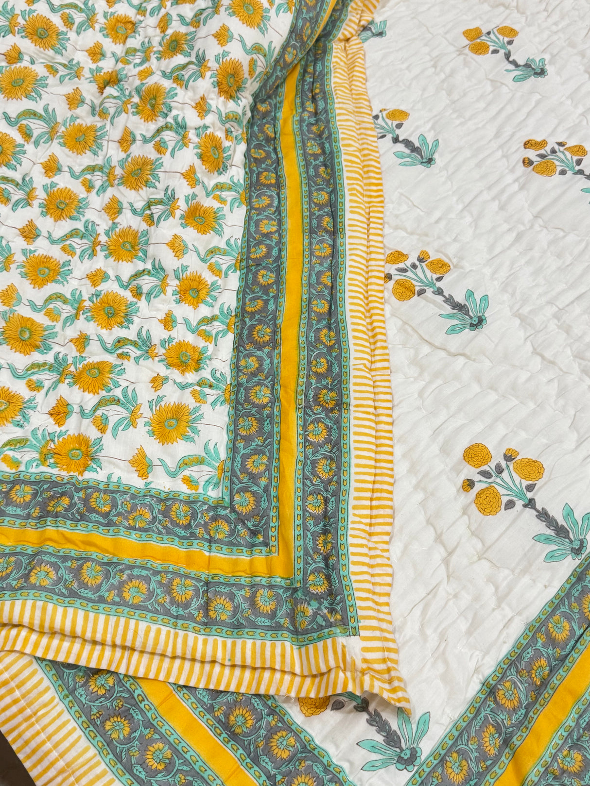 Blockprint Mulmul Reversible Quilt