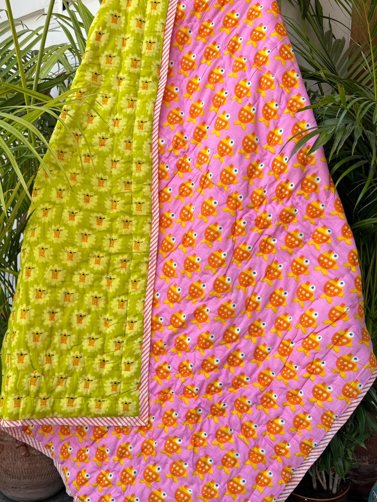 Fish Lion Print Kids Quilt in Soft Cotton