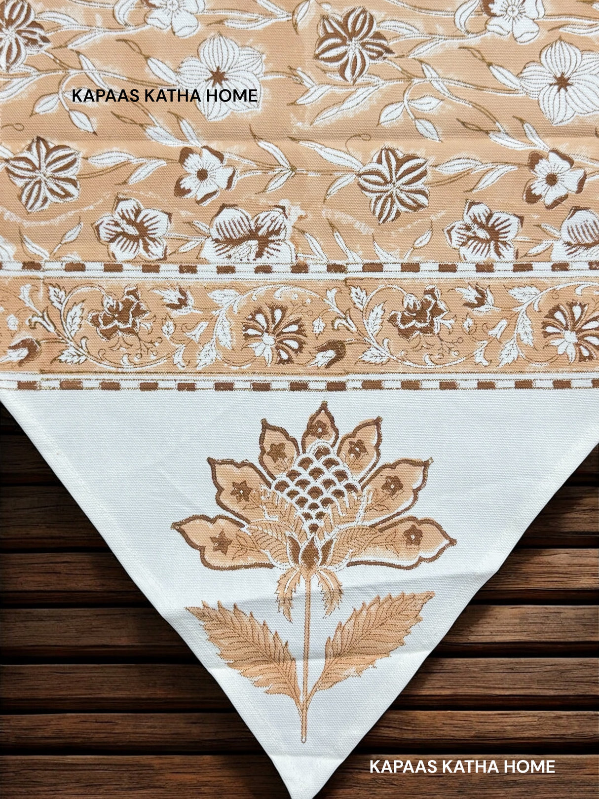 Fancy Floral Blockprint Cotton Table Runner