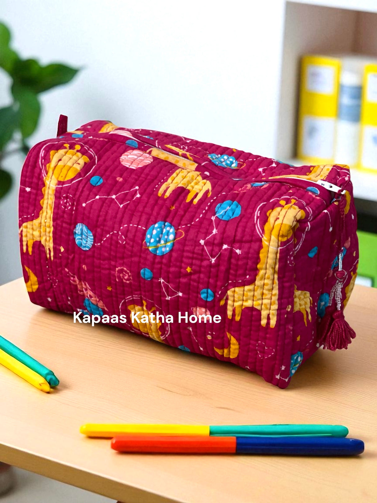 Pink Giraffe LARGE Pouch