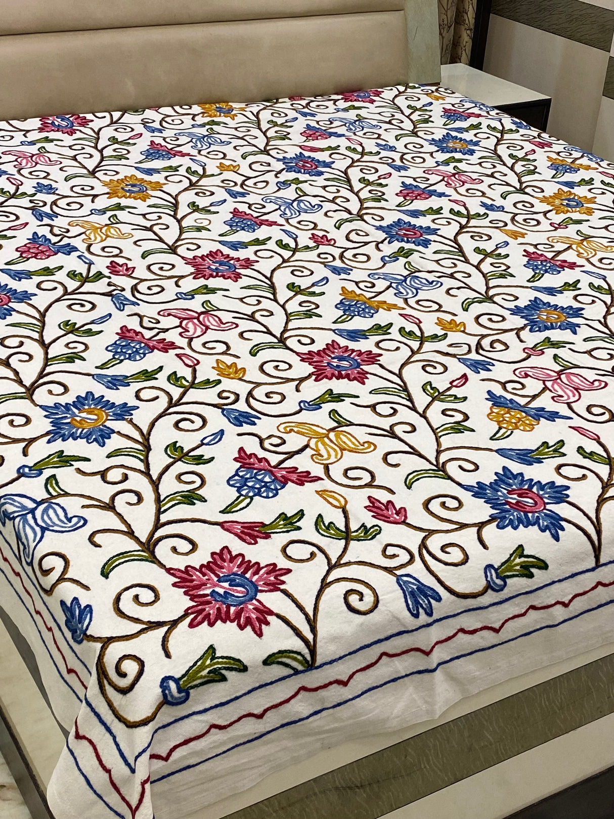 Kashmiri Embroidery Cotton Bedcover