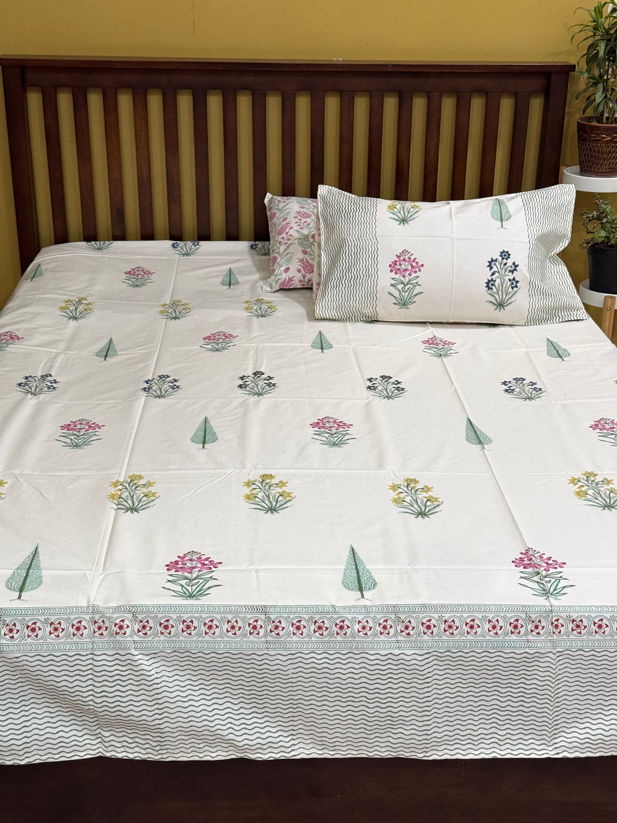 Blockprint Cotton Bedsheet- Light Brown Base Color