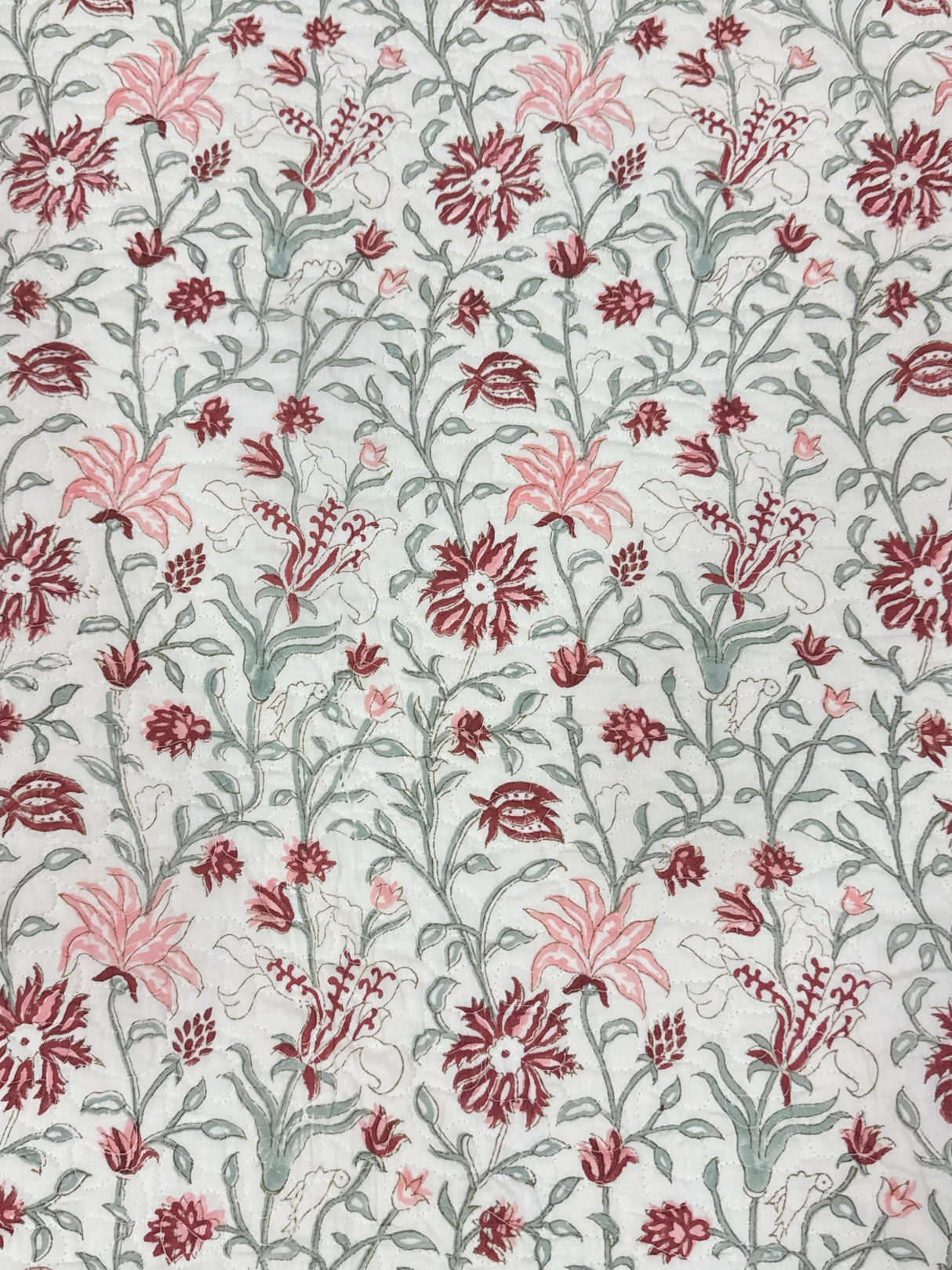 KING Size Quilted Blockprint REVERSIBLE Mulmul Bedcover (108*108 inches)