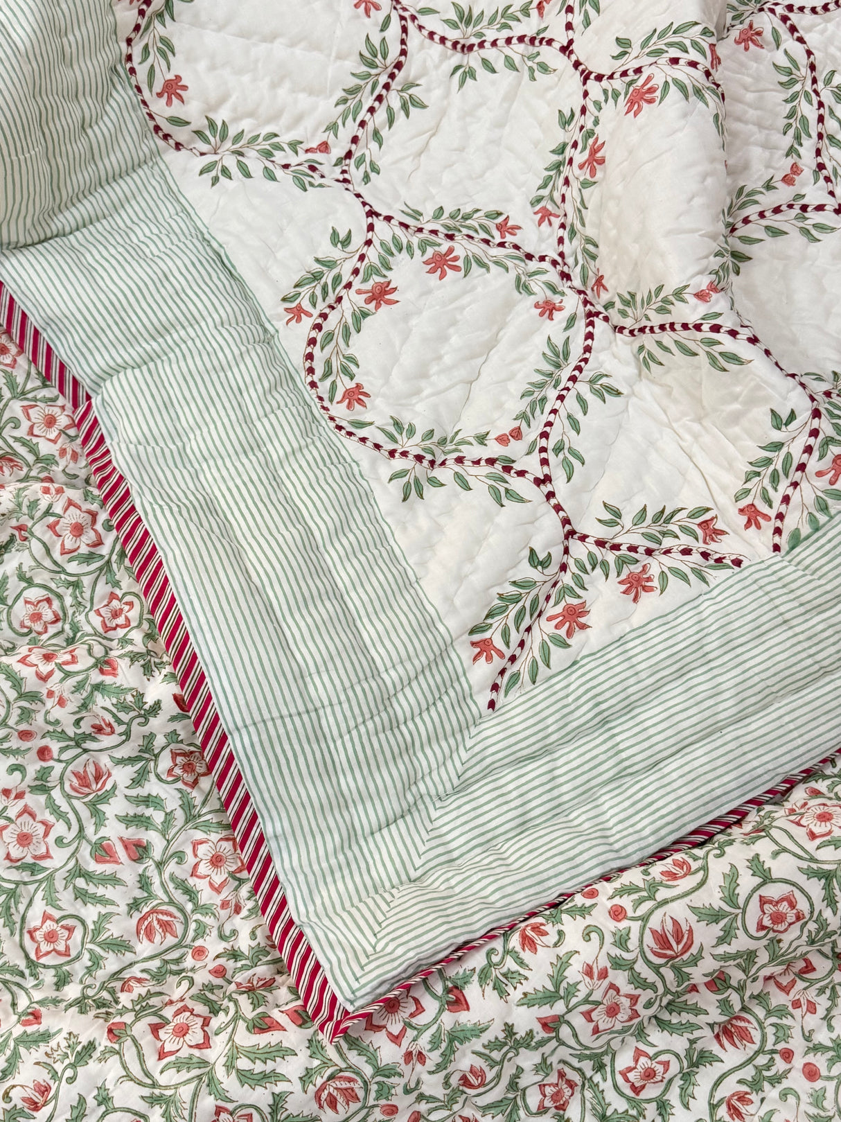 Blockprint Mulmul Reversible Quilt