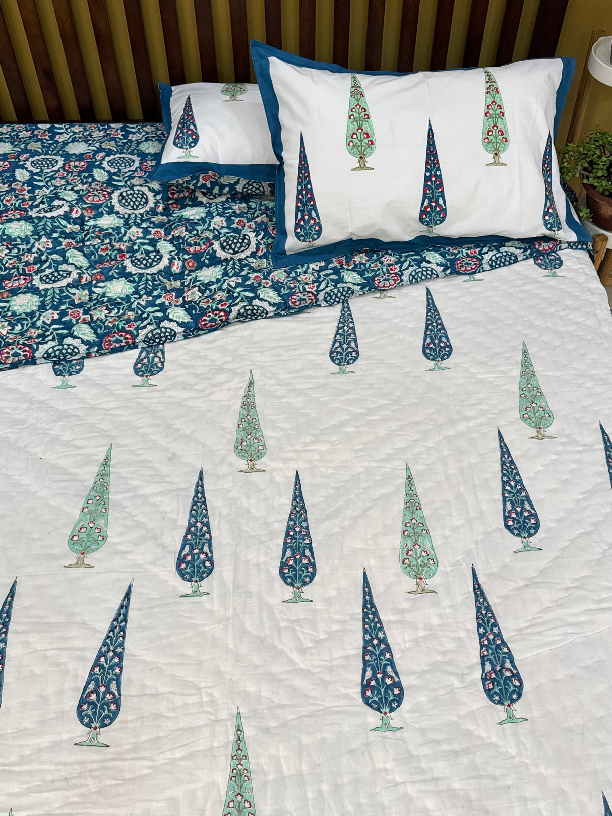 HandBlock Printed Mulmul Reversible Quilt