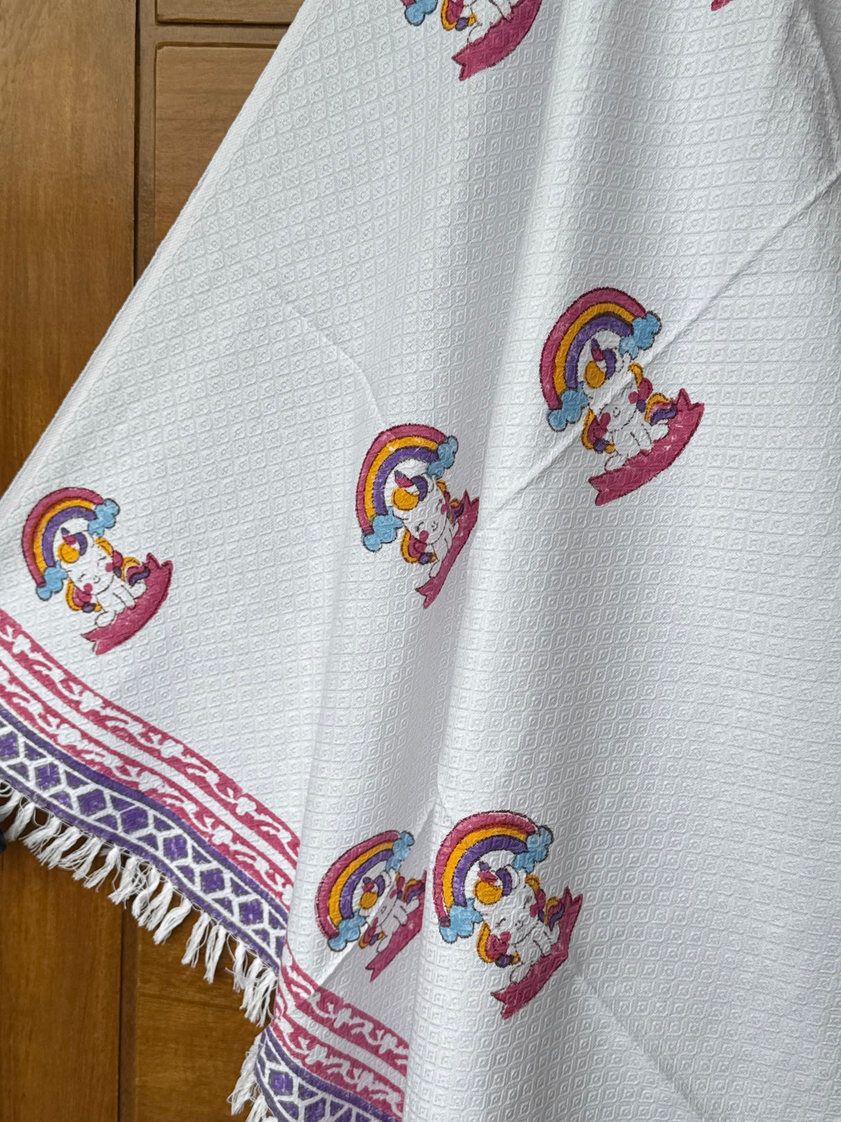 Unicorn Blockprint Kids Towel – Cotton Jacquard Weave