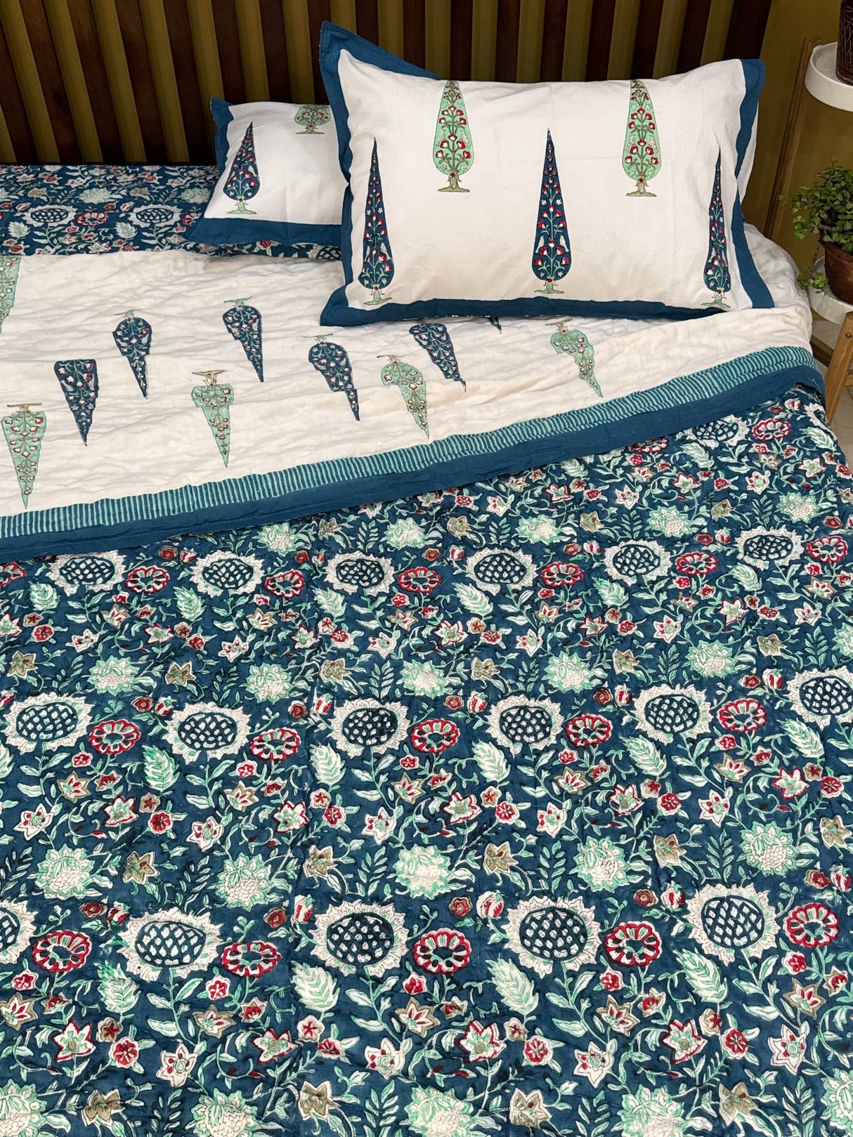 HandBlock Printed Mulmul Reversible Quilt