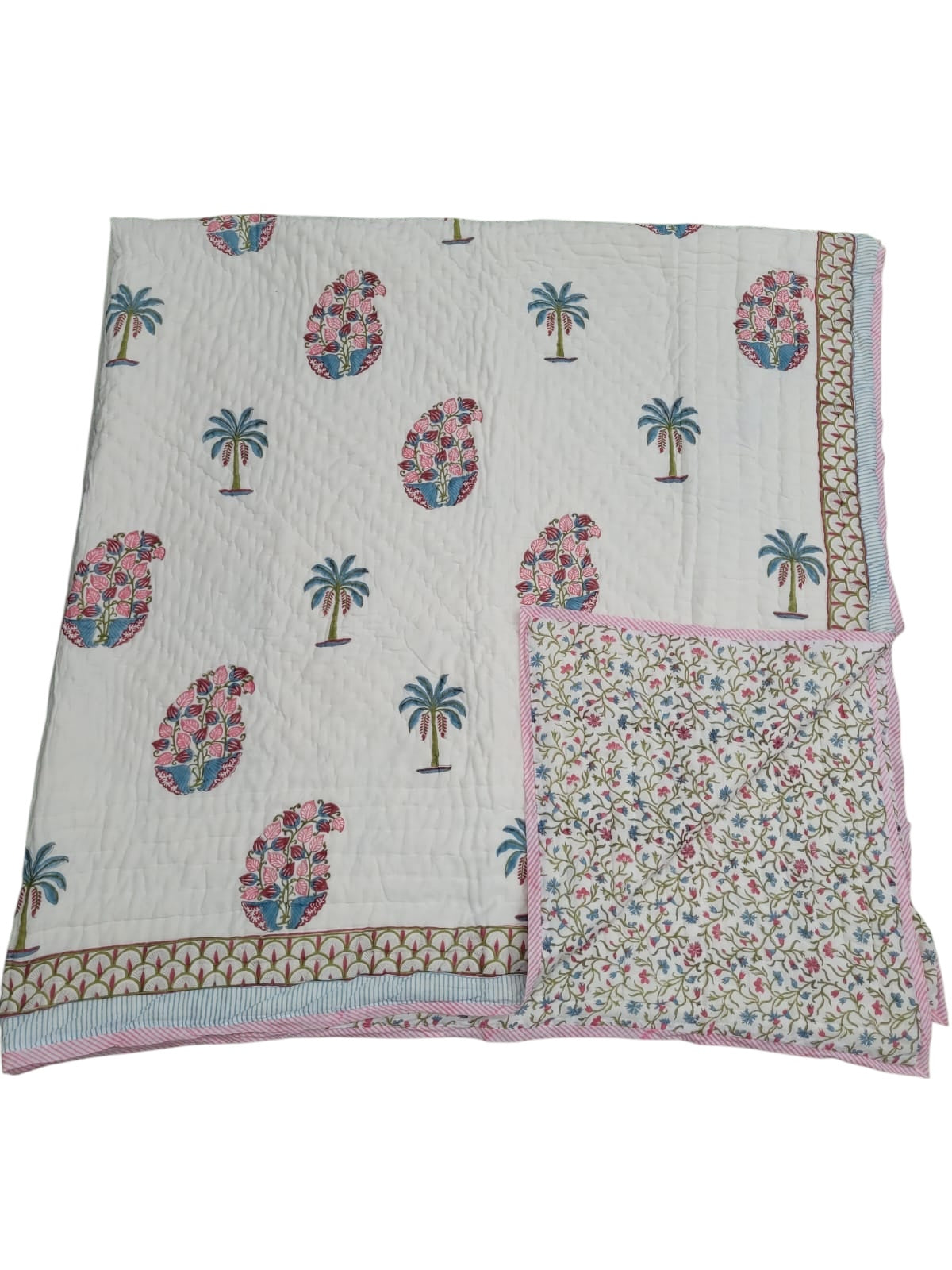 Blockprint Mulmul Reversible Quilt