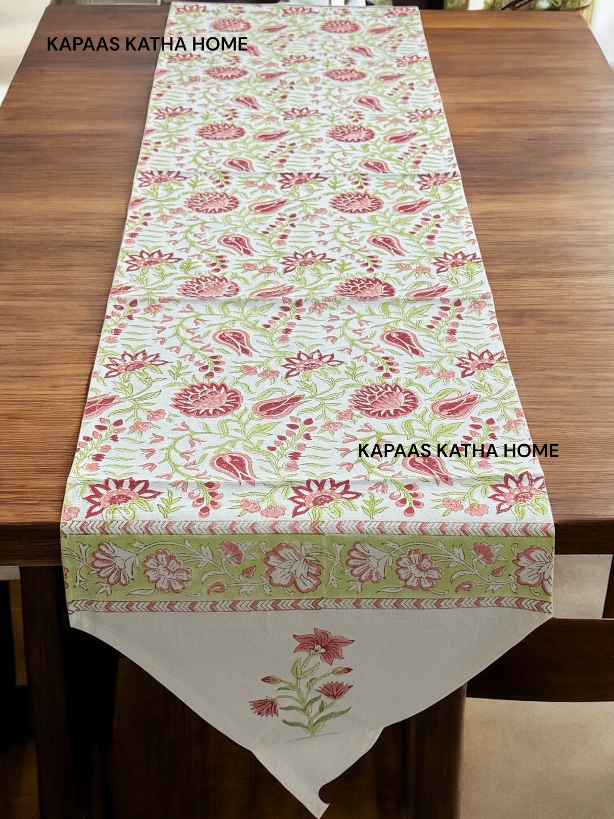 Beautiful Motifs Blockprint Cotton Table Runner