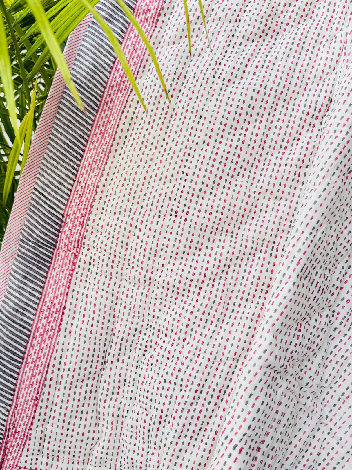 Pink Butterfly Kids Quilt Handblock Printed