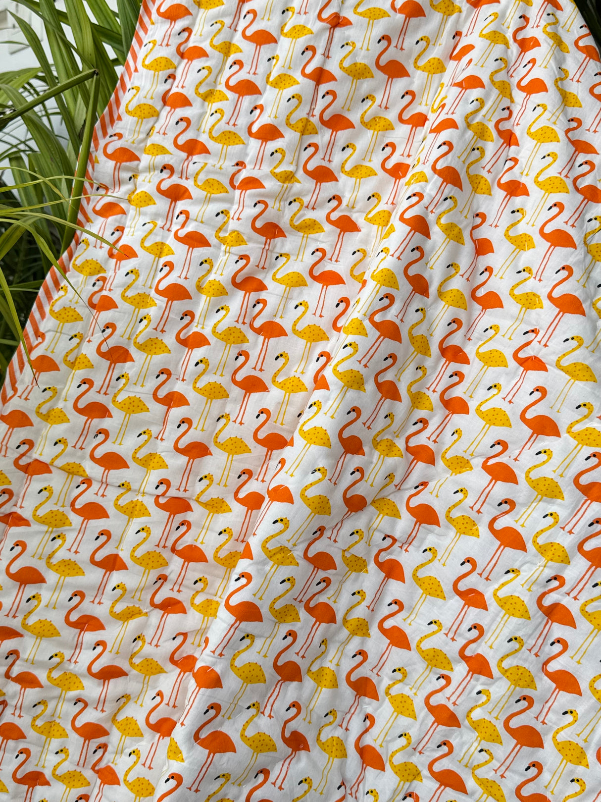 Yellow Orange Flamingo Kids Quilt