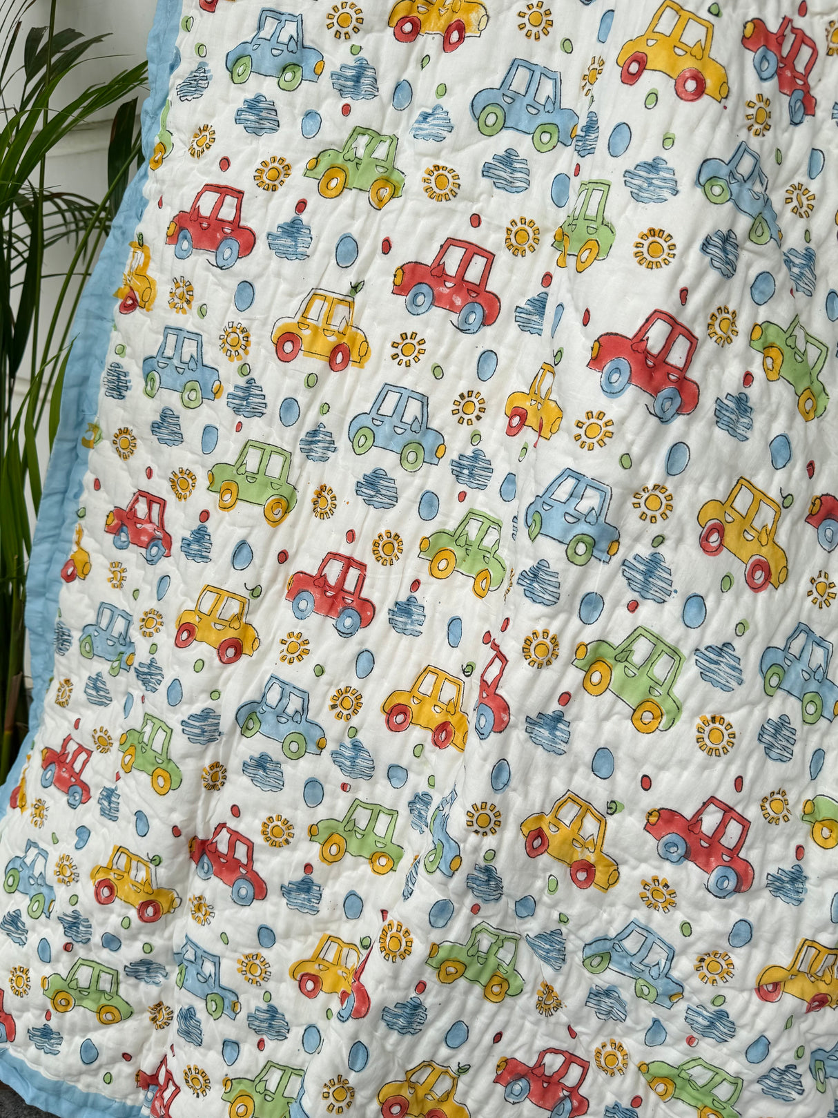 Cute Cars Blockprint Kids Quilt