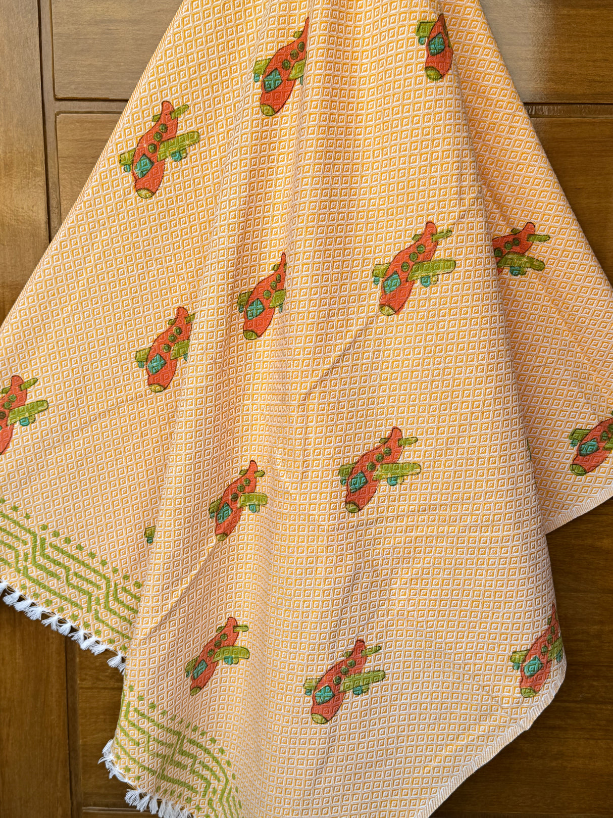 Aeroplane Blockprint Kids Towel – Cotton Jacquard Weave