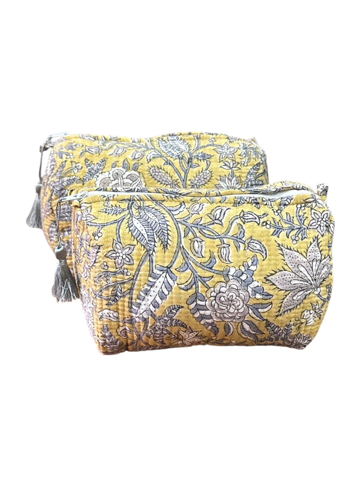 Yellow Grey Set of 2 Pouches (medium and small)