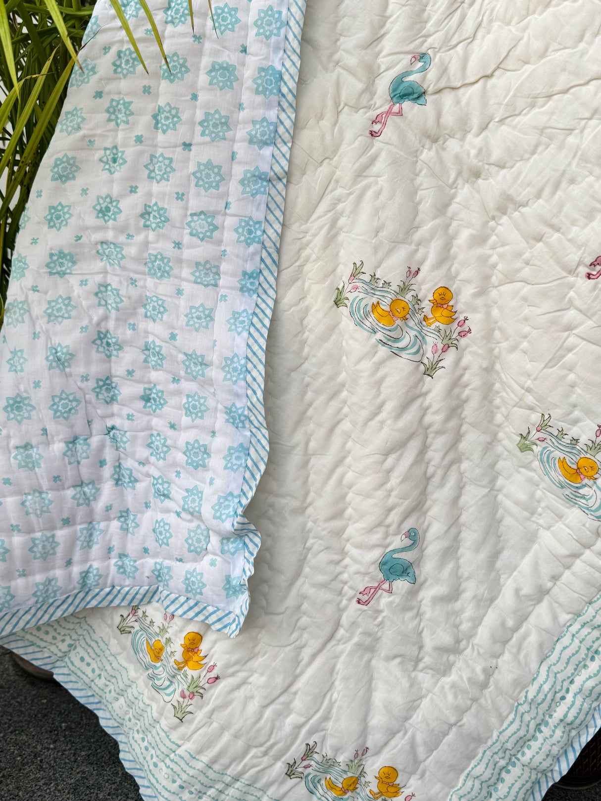 Ducks and Flamingo Kids Quilt