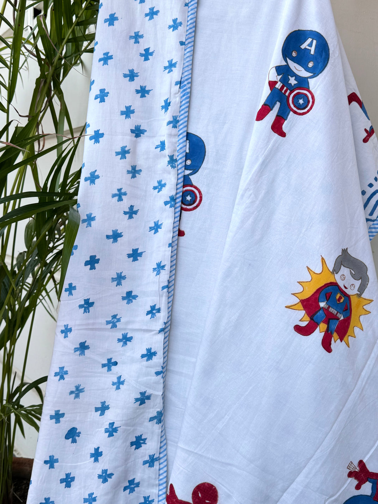 superhero themed kids bedding dohar eco friendly mulmul cotton reversible summer blanket perfect for warm climates bulk giftings