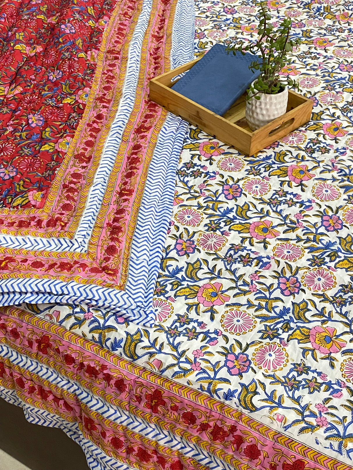 HandBlock Printed Mulmul Reversible Quilt