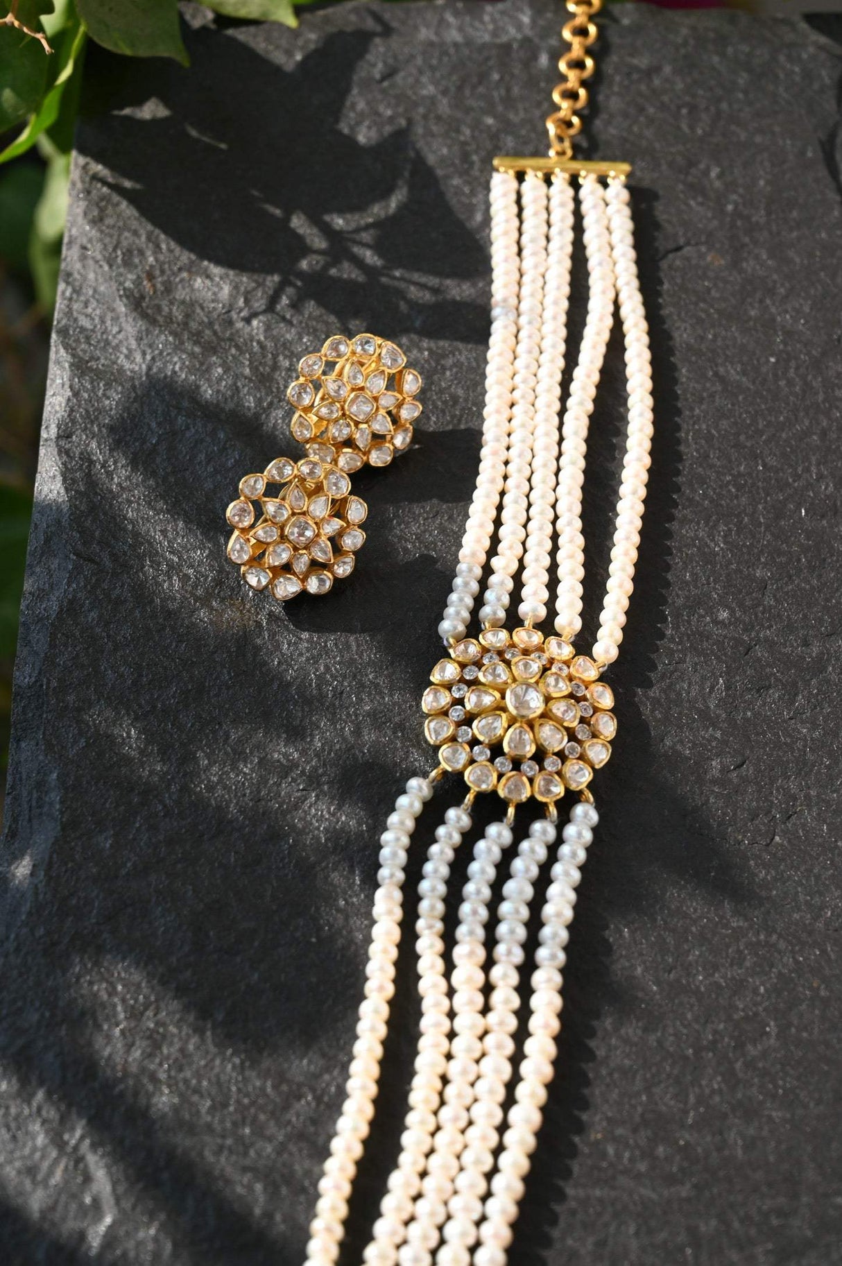 Handcrafted 92.5 Silver Moissanite Choker with Earrings