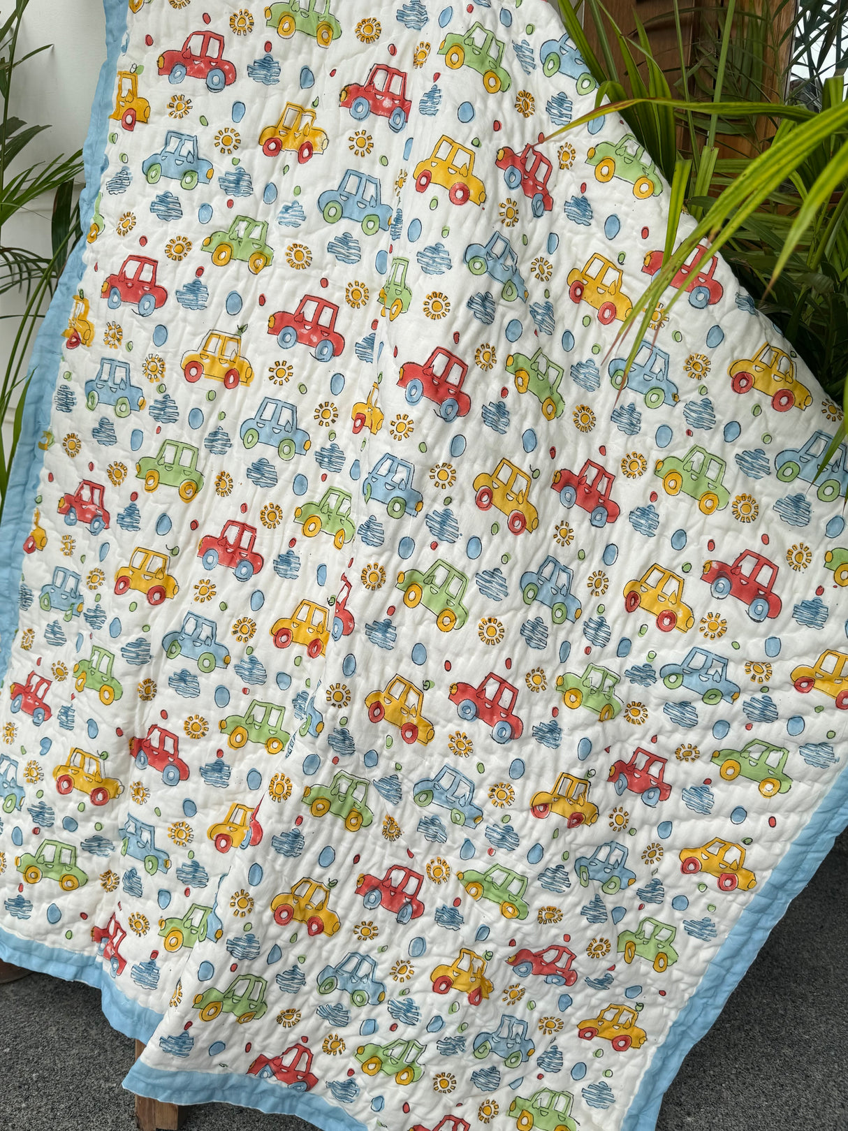 Cute Cars Blockprint Kids Quilt