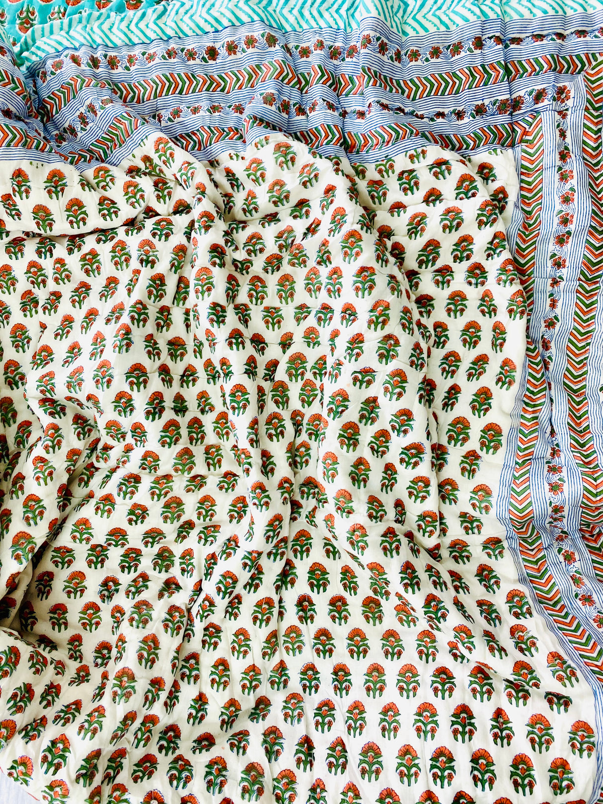 Blockprint Mulmul Reversible Quilt