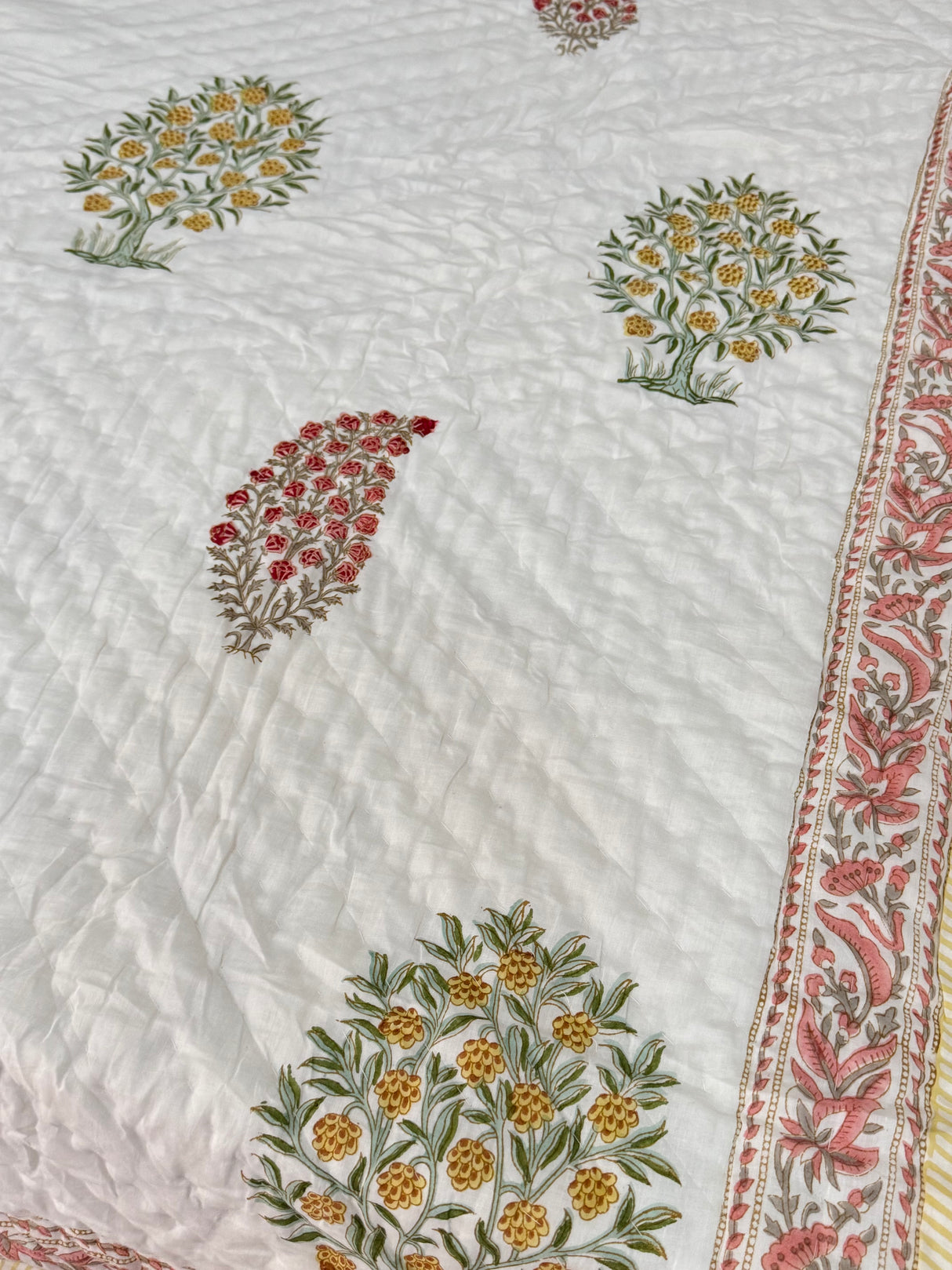 Blockprint Mulmul Reversible Quilt