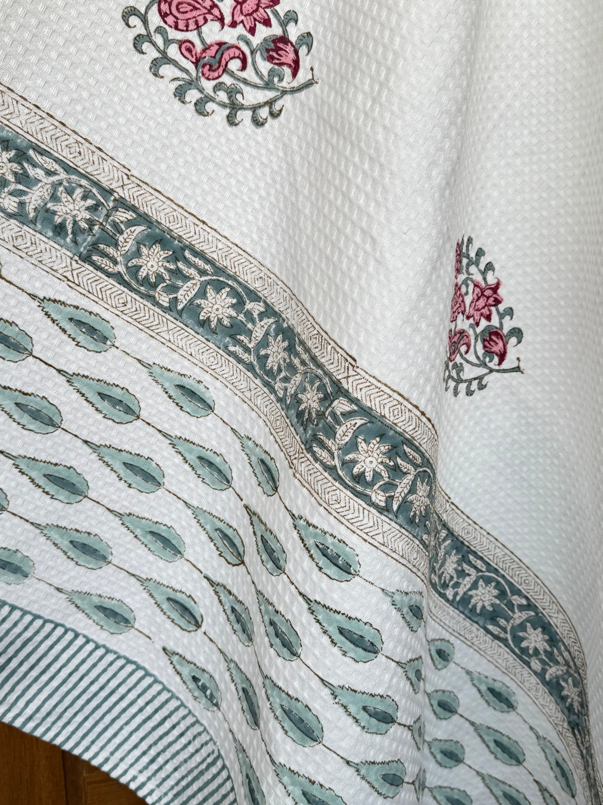 Delightful Motifs Blockprint Cotton Towel – Waffle Weave