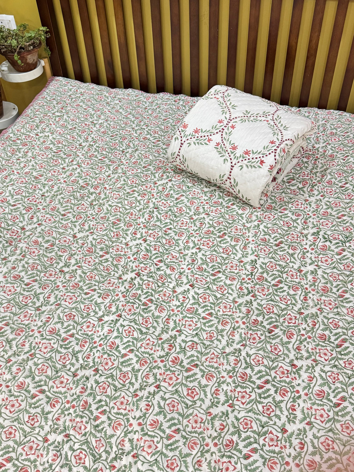 Blockprint Mulmul Reversible Quilt