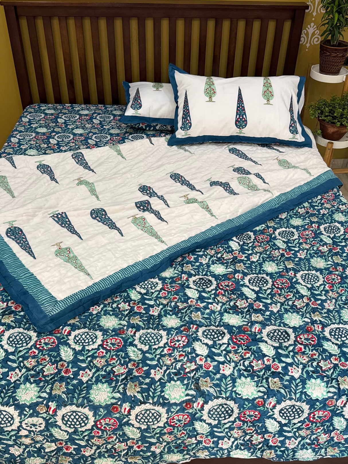 HandBlock Printed Mulmul Reversible Quilt