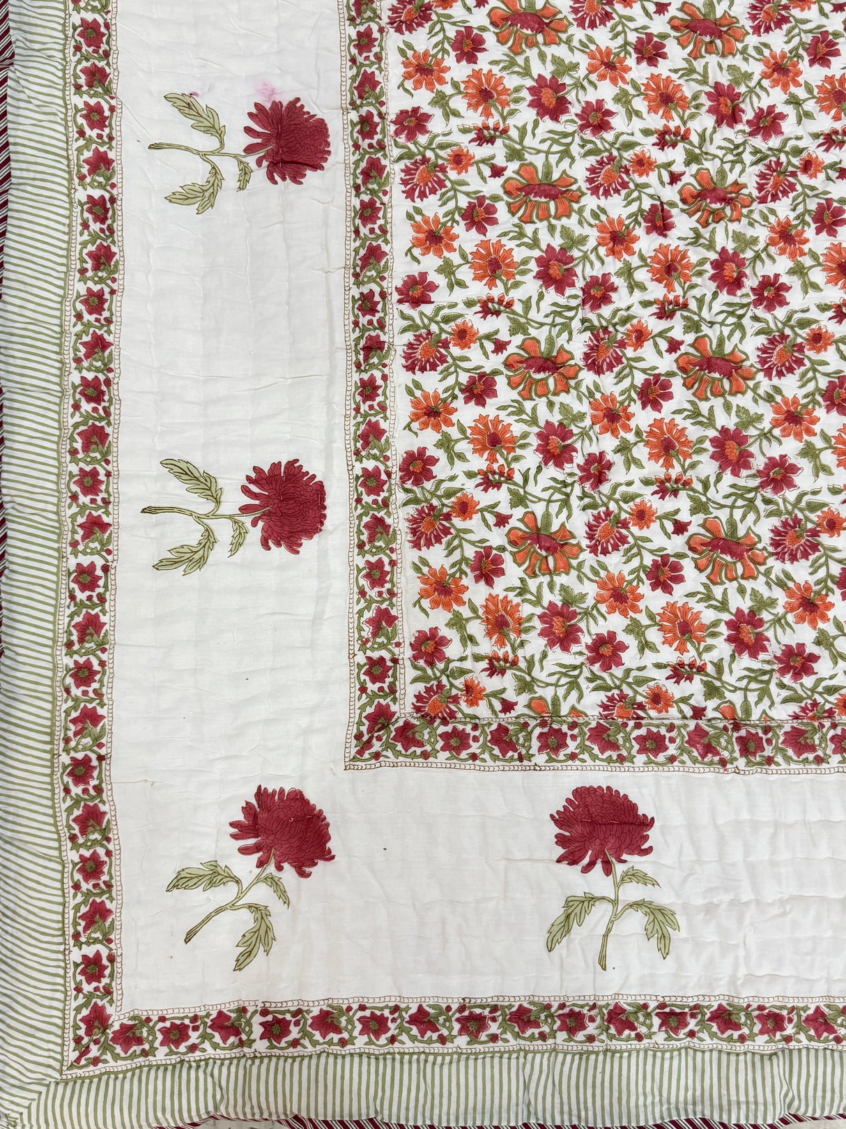 Blockprint Mulmul Reversible Quilt