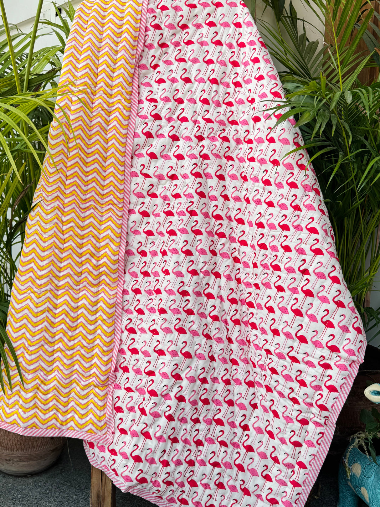Pink Red Flamingo Kids Quilt