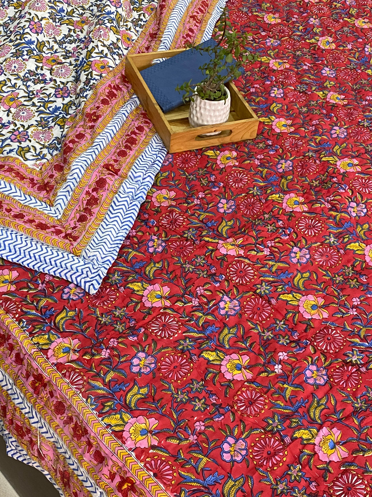 HandBlock Printed Mulmul Reversible Quilt