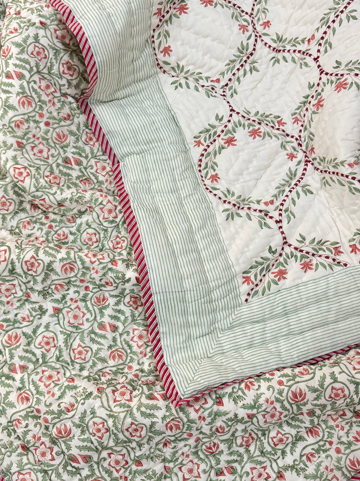 Blockprint Mulmul Reversible Quilt