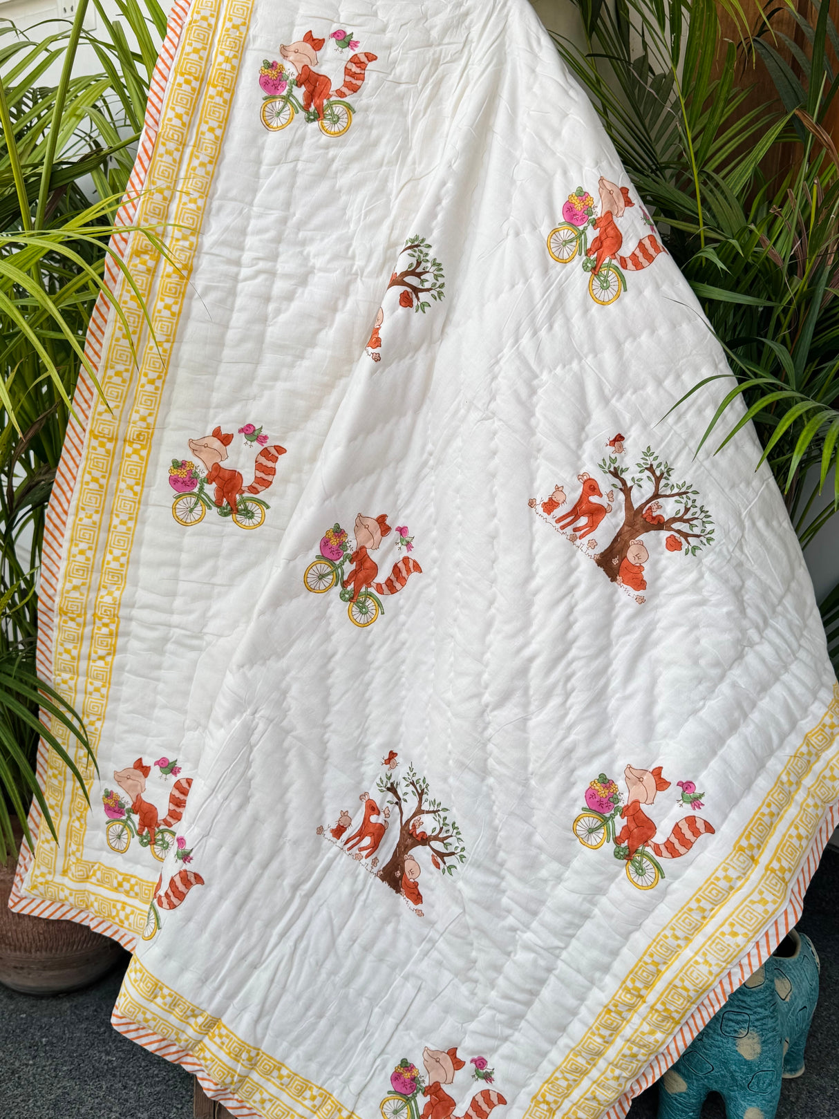 Dots and Fox Kids Quilt Blockprint