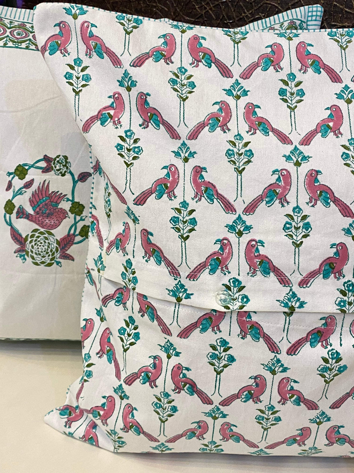 Pair of Handblock Printed Cushion Covers- 16*16 inches