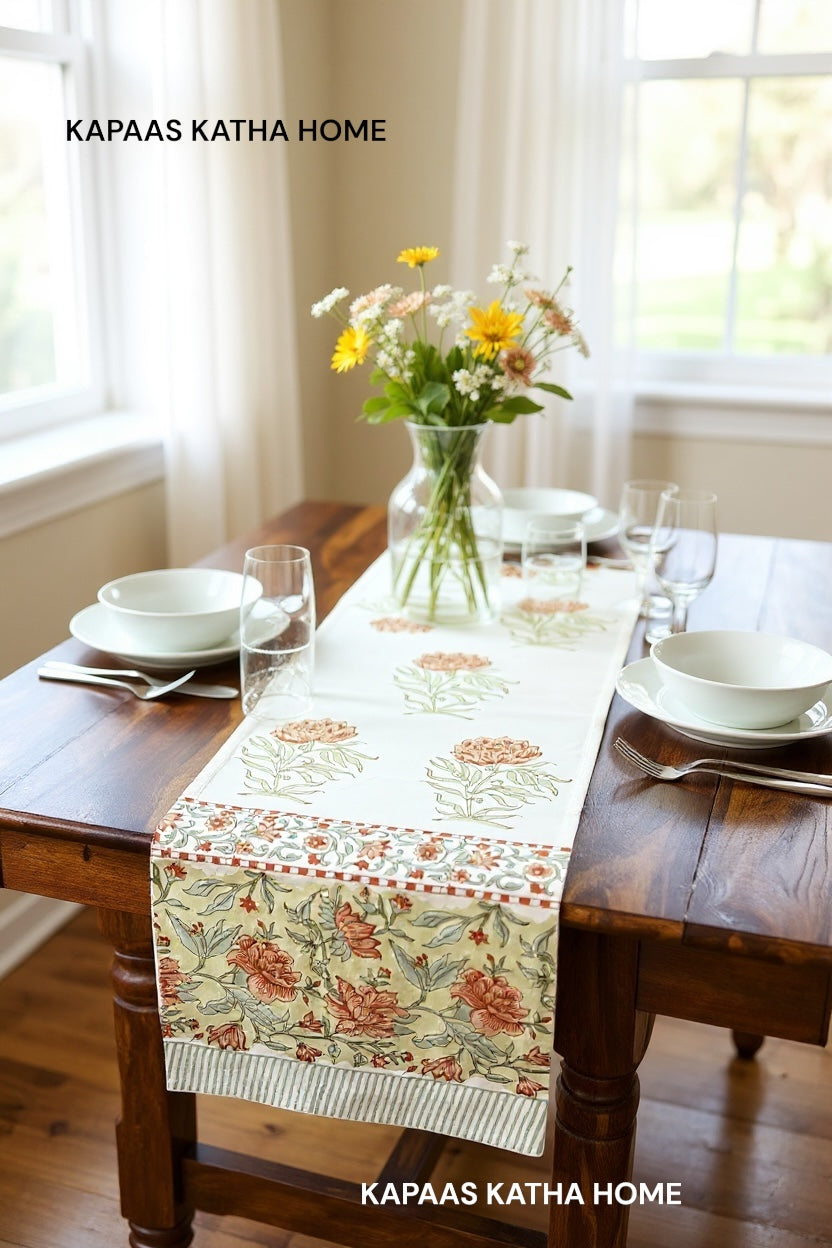 Blockprint Cotton Table Runner