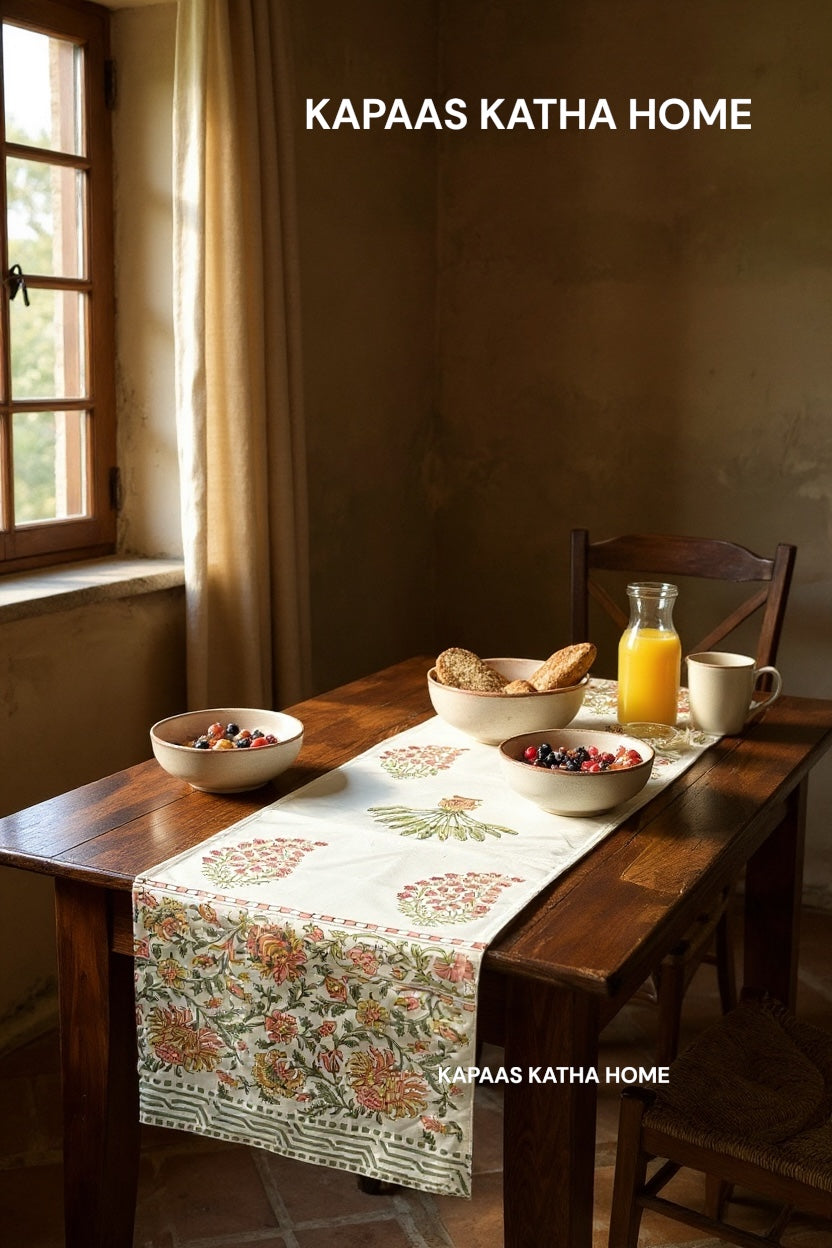 Blockprint Cotton Table Runner